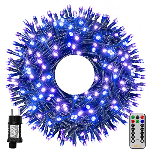 Halloween Deko Lichterkette-Ollny 40M 400LEDs Blau Lila Lichterkette Außen 8 Modi-Wasserdicht Halloween Lichterkette mit Fernbedienung Stecker für Aussen Innen